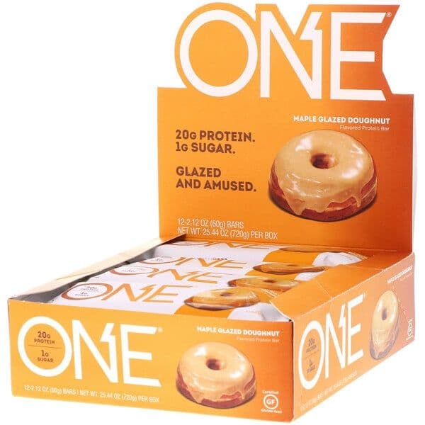One Brands, One Bar, Maple Glazed Doughnut, 12 Bars, 2.12 oz (60 g) Each