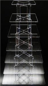 Classikool Stunning TK [Square] Acrylic Cake Stand with Clear, White or Black Tiers: Choice of 2 Tiers to 7 Tiers [*FREE UK Post] (7 Tier, Clear)