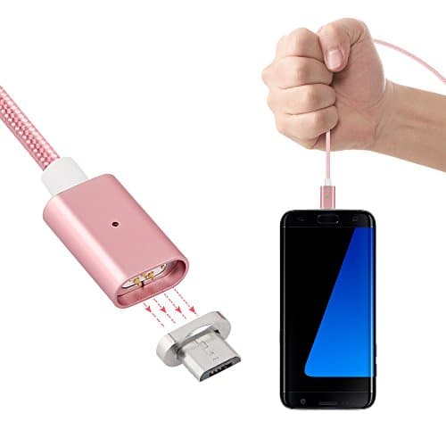 Lenuo Micro USB Magnetic Charger Cable, 3.3ft 2nd Generation USB to Micro USB Date Cable, Syncing and Charging Lead for Android Smartphone Samsung LG Huawei SONY (Rose Gold)