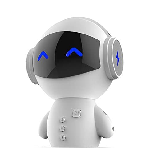 Wireless Bluetooth Stereo Mini Robot Speaker, Smart Bluetooth Speaker with Power Bank - Supports TF &amp; MP3 AUX, Built-in Speaker Phone Microphone (white)