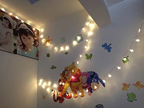 Timewanderer Star Warm White Led String Fairy Light AA Battery Operated Bright LED Lights Decorative Lights Clear Wire for Christmas DIY (4M 40 Stars)