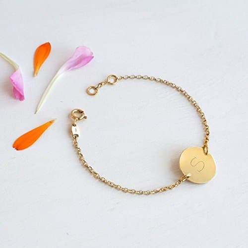 Personalised Gold Initial Disc Bracelet