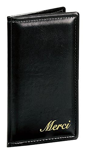 Risch 5000P BLACK MERCI"Thank You" Black Padded Guest Check Presenter, 5" x 9", Merci with Gold Foil Lower Right Corner, 5.25" Width, 0.5" Height, 9" Length (Pack of 12)