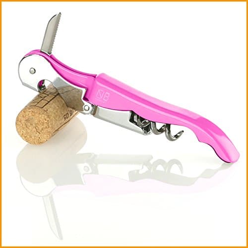 Naruba Premium 3-in-1 Two-Step Waiter's Corkscrew / Bottle Opener | Waiter's Knife / Sommelier Knife / Foil Cutter | Various Colours pink-pink