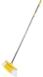 HIC Floor Broom/Brush with with soft & long bristels with plastic coated long sturdy rust proof rod for all kind of floors Cleaning Brush Home Washing Comfort Grip Soft Bristles Heavy Duty Deep Scrub for Tile, Bathroom, Kitchen (Standard Size Multicolored) YI 728 Pack of 3