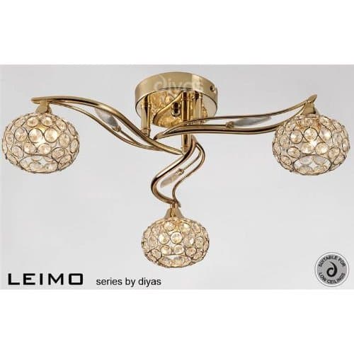Leimo Ceiling 3 Light French Gold/Crystal