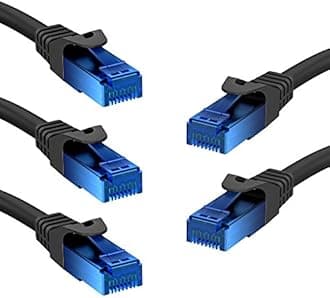 KabelDirekt – Network Cable – Transfers 10Gbps & fibre optic internet speed – Ethernet & LAN Cable – 5x 3m, Available in 0.25-30m – For Gigabit networks, routers/modems, RJ45 (black/blue)