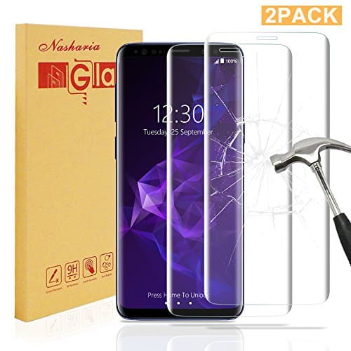 [2 Pack] Galaxy S9 Plus Screen Protector, Nasharia Samsung Galaxy S9 Plus Tempered Glass 0.25mm Screen Protector, 9H Hardness, Bubble Free, Anti-Fingerprint HD Screen Protector Film