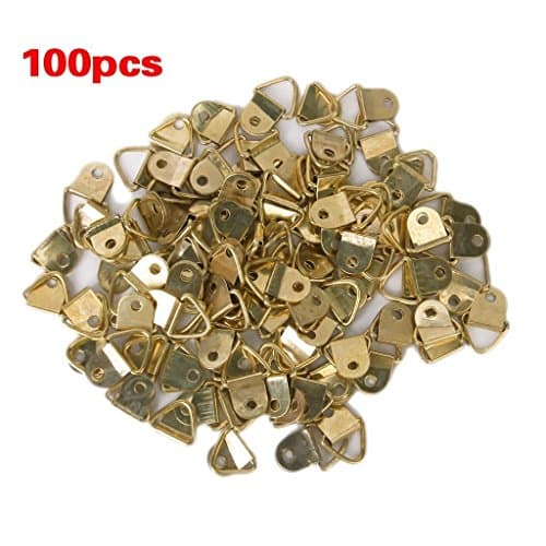 TMODD 100Pcs Small Triangle D-Ring Picture Frame Hangers Single Hole with Screws