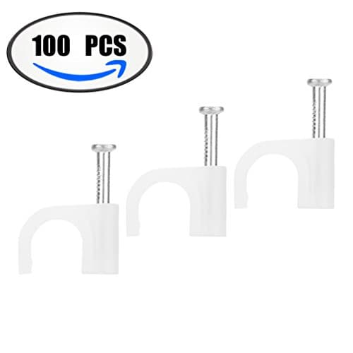 Round Ethernet Cable Wire Clips 100 Pieces - XINCA Electrical Cable Staples cable nail Cable Management RG6 RG59 CAT5e CAT6 CAT7 RJ45 HDMI DVI VGA cables - (White 8mm)