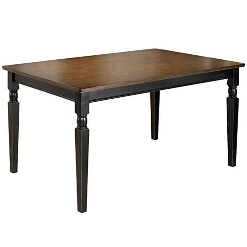 BOWERY HILL Hardwood Solid Two-Toned Rectangular Dining Room Table in Black and Brown