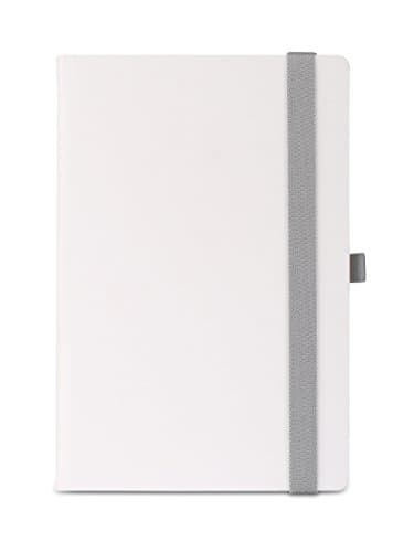 Premium White Hardcover UberWorks WORDSMITH Medium Plain/Clear Notebook Bullet Journal/Travel Sketchbook with Pen Loop Holder, High-strength Elastic Closure Made in Europe