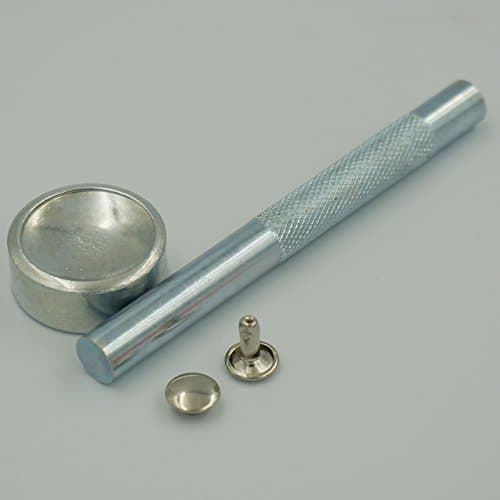 Bluemoona - 100 Sets Double Round Cap 8mm 3/8" Rivet Stud Leather with Tool (Nickle)