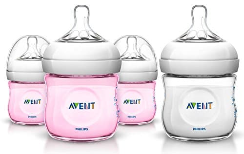 Philips Avent 4 Count Natural Polypropylene 4 Ounce Bottle Set, Girl (Includes BONUS Baby Haven Reusable Steam Sterilizer Bag)
