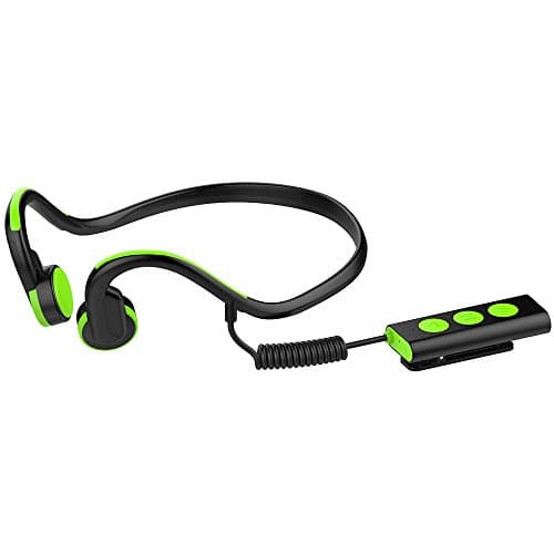 HYON Bone Conduction Headphones Open Ear Bluetooth Headset with Mic Clip Wireless Earbuds Sweatproof Earphone for Android iPhone Cell Phone Outdoor Sport Workout Gym Running Jogging Bicycle (Green)
