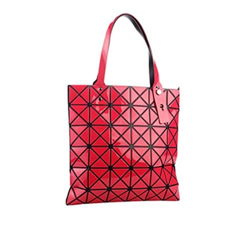 Geometric Rhombus Diamond Laser Bag Solid Color Glossy Folding Large Capacity Handbag Shoulder Bags For Women.