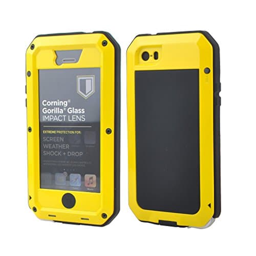 iPhone 5 Case, COMC iPhone 5 Metal case [Science Hybrid Premium Metal] Full-Body Aluminum Structures with Silicone - Extreme Water Resistant Dust/Dirt Shockproof / Dust Proof Military Heavy Screen Protector - Hard Aluminum Dual Layer Protective Case for Apple iPhone 5 / 5S (Yellow)