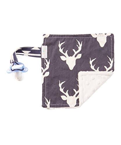Pacifier Blanket, Pacifier Lovey, Pacifer Leash Blanket keeps Pacifier close by -Woodland Deer Baby Blanket