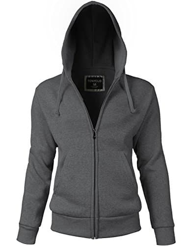 Basic Solid Kangaroo Pocket Zipper Hoodie Casual Jackets