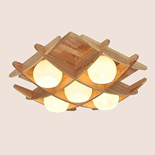 DIDIDD Ceiling light- chinese creative led solid wood scandinavian minimalism ceiling light bedroom living room study aisle restaurant ceiling light (style optional) --home warm ceiling lamp,5-head