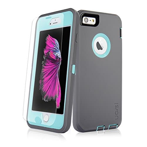 iPhone 6S Plus Case,UOVSI [5.5 Inch] for iPhone 6S Plus/6 Plus Hybrid Protective Defender 3-Layer Design Heavy Duty Shock-Resistant Dustproof Case Cover (Grey/Blue)