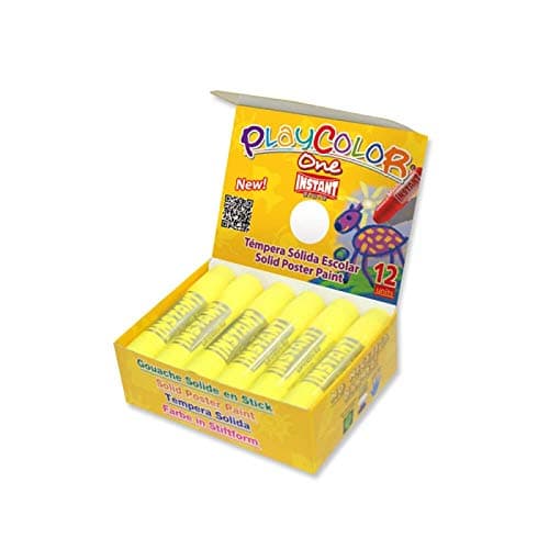PlayColor Basic One 10g Solid Poster Paint Stick (Pack of 12 - Yellow)