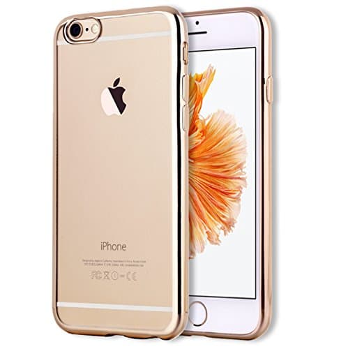 For iPhone 6 Plus / 6s Plus [Ultra Slim] For Apple iPhone 6s Plus Case, [Metal Color Bumper] Clear Black with Inner Dot Pattern Design [Electroplate Metal Oil] ZARUS Case Metal Oil (Gold)