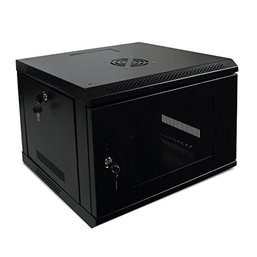Onebigoutlet 6U Wall Mount Network Server Data Cabinet Enclosure Rack Glass Door Locking with Key (Black)