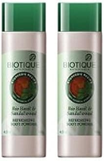 Biotique Bio Basil &amp; Sandalwood Refreshing Body Powder, 180 gm - 2 pk