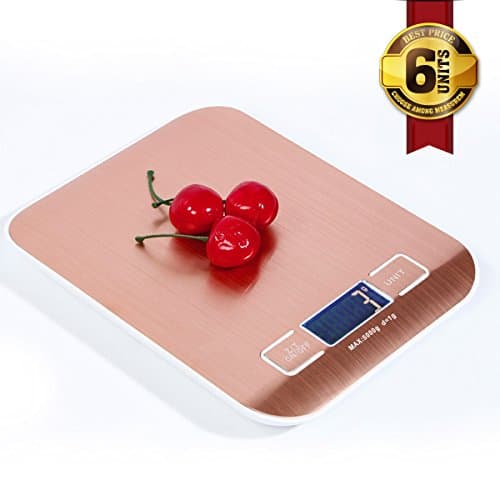 Digital Kitchen Scale,Multifunction Cooking Food Fruit Scale,Electronic Weight Medical Scale with LCD Display,Stainless Steel Surface,Tare Function of High Accuracy 0.002lb/1g and Slim Design (Gold)