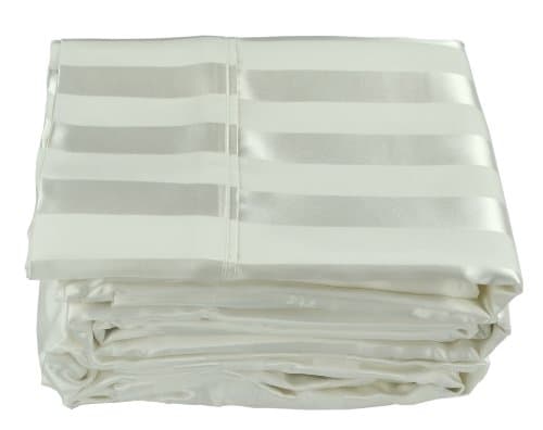 Silk Sheets in Silk Satin Stripes Sheet Set - Queen set - White