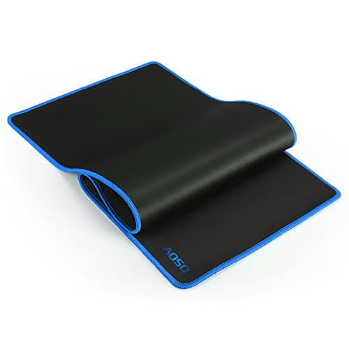 AOSO Large-Size Gaming Mouse Pad with Special-Textured Surface, Silky Smooth, Non-Slip Backing, Waterproof Surface &amp; Stitched Edges(Blue)
