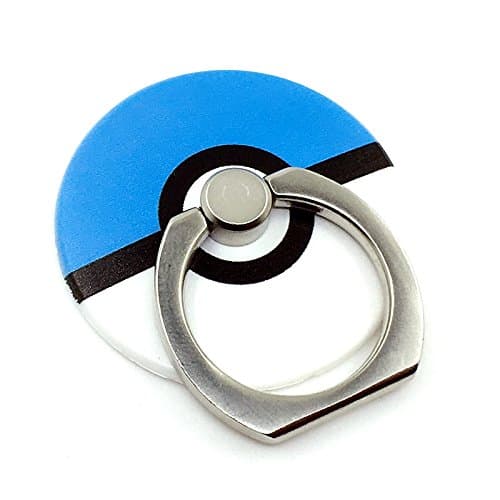 Universal 360 Degree Pokemon go pattern Rotating Metal Push Ring Finger Grip Stand Holder Ring Phone Car Holder Mount Phone Ring Stent for Iphone,Tablets or Other Smartphones (blue+white)