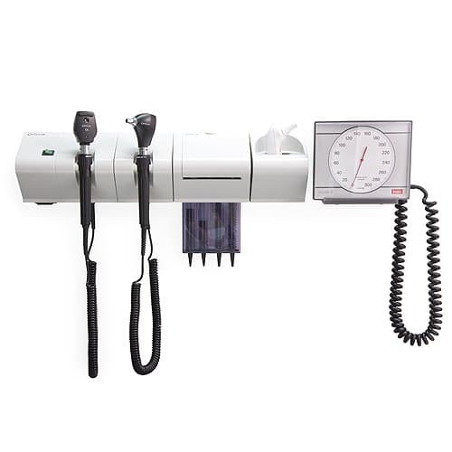 Opticlar 100.030.010/3 S1 Practice LED Wall Mounted Diagnostic Centre with Tip Dispenser and IR Thermometer Bay and Sphyg