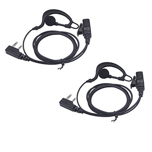 Arama 2 Pack G Shape Earpiece w/ PTT Mic for Baofeng UV-5r Kenwood KPG48D KPG77D KPG82D KPG87D Retevis H-777 H888 HYT Puxing Wouxun Linton Etc 2 Way Radio