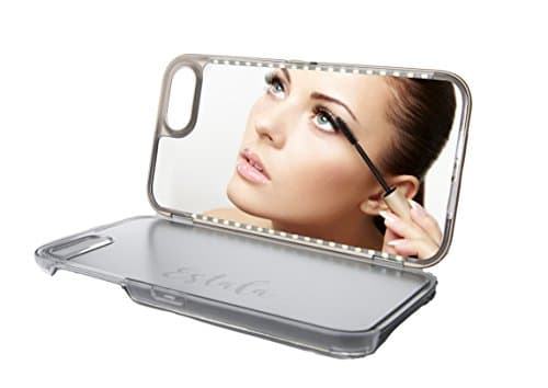 iPhone Case With LED Lights &amp; Mirror For Perfect Makeup &amp; Selfies by Estala. Fits 6,7&amp;8 Plus Phones (Black)