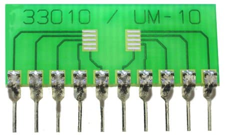 10 Pin SIP Surface Mount Integrated Circuit Adapter (0.4" x 1")