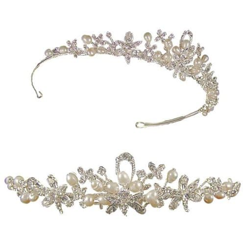 Florence Pearl Wedding Tiara (Silver/Ivory) (e2048ts)