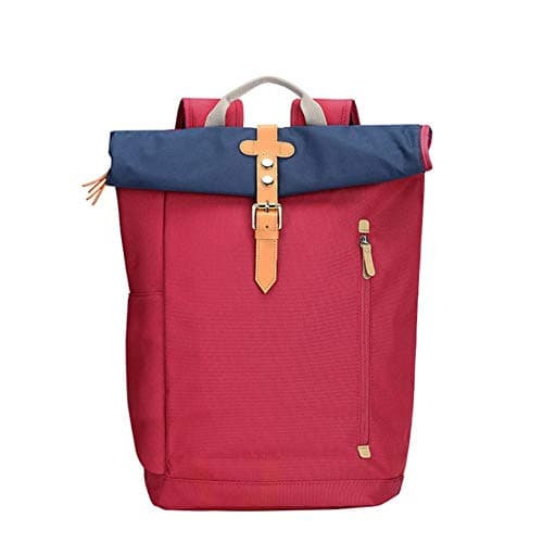 BUBM Laptop Backpack, Large Capacity School Travel Roll up Backpack Cycling Bag Men's Backpack for 15 inch Laptop (Red)