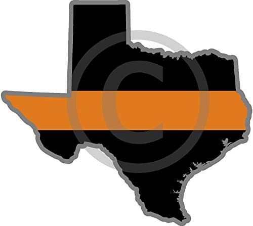 Yellow Dog 5" Texas TX Thin Orange Line State Shape American Flag Search and Rescue Sticker