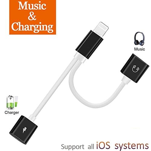 Headphone Jack Adapter Lightning Splitter for iPhone7/7Plus iPhone10/X/8/8Plus 2 in 1 Lightning Charging &amp; Audio Earphones Adaptor Support Charging Volume Control Call for iOS 10.3/11 or Later