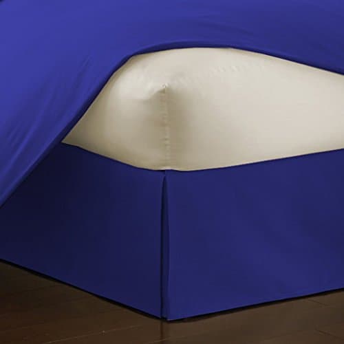 The OuTNet Hotel Collection Bedding 500-Thread-Count 100% Egyptian Cotton Full XL Damask Solid 1pc Bed Skirt With 25" Drop Length, Egyptian Blue