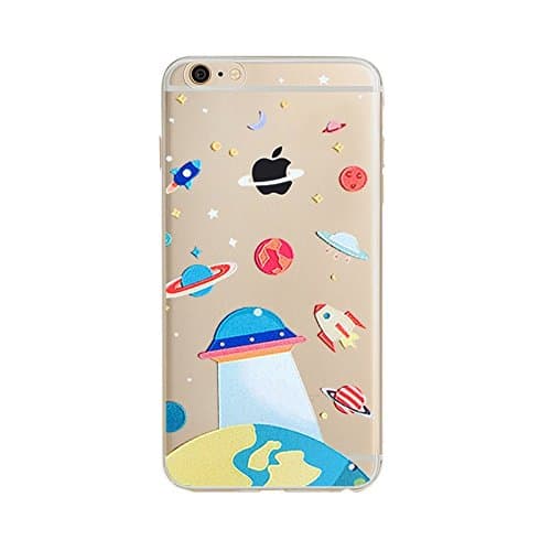 iPhone 6s Plus/6 Plus case, Geekmart Clear Soft TPU Cartoon Space & Astronauts Cover Case 5.5 inch (I)