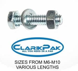 Hex Head Setscrews + Hex Nuts + Washers Zinc Plated 8.8 6Pcs 2 of each - M6 X 70Mm