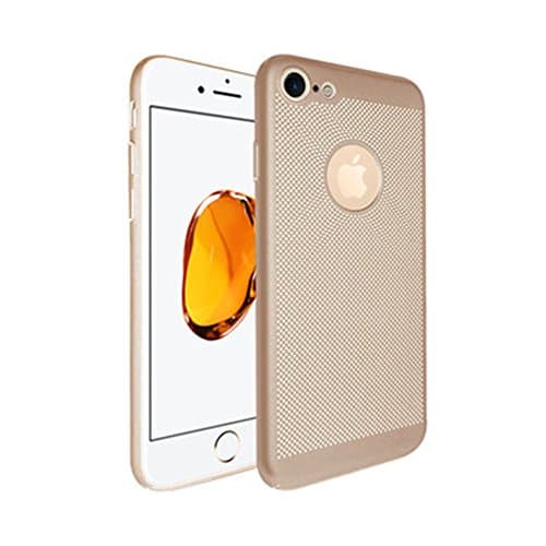 iPhone 7 4.7 Protective Case ,JINRUNHU Radiating Ultra Thin Full Wrapped DIY Reticulated Shells Slim Hard PC Case Breathable Non Slip Anti-Fingerprint Back Cover For Apple 4.7 Inch [Gold]