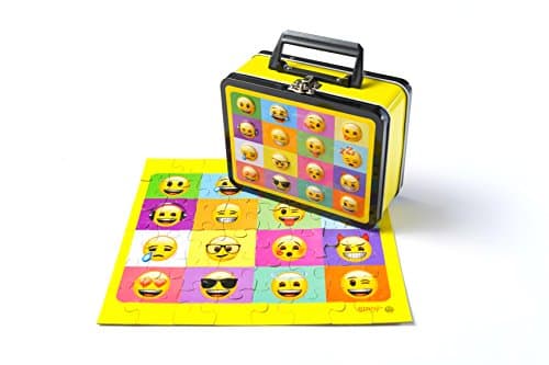 DaHo Tin Lunch Box with Jigsaw Puzzles Inside 48 pc (Emoji Crowd)