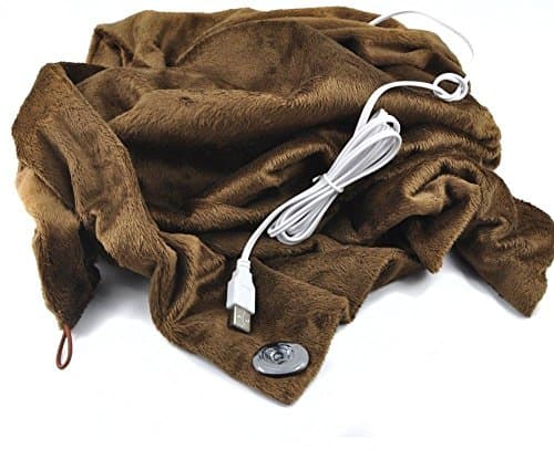 USB Powered Soft Heated Shawl Winter Electric Warming Heating Blanket Pad (Brown)