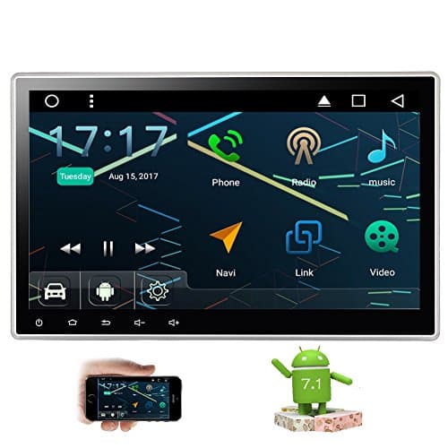 Latest Android 7.1 Quad Core Car Stereo 2GB RAM 10.1 Inch Touch Screen Double Din GPS Navigation Autoradio Entertainment System Support WiFi Bluetooth AM/FM Radio OBD2 with Adjustable Screen