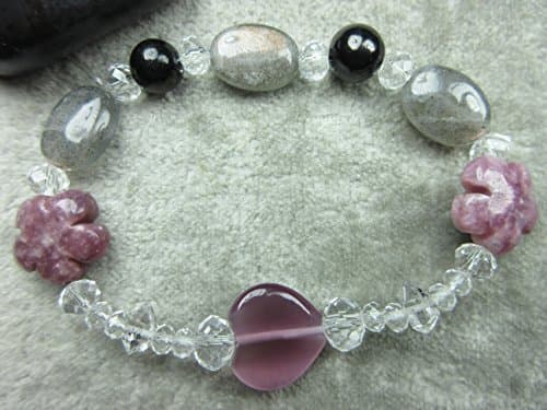 Genuine Lepidolite, Labradorite, Herkimer and Shungite Healing Bracelet Decrease Anxiety