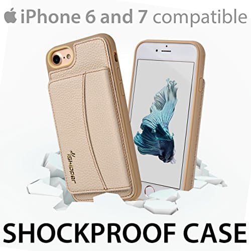 iSkipper iPhone Wallet Protective Case |Stand able Shockproof Hybrid Cover | Combined PC &amp; TPU | PU Back Leather | RFID Protection Technology | Suited For iPhone 6 &amp; 7 | Multiple Credit Cards Slots